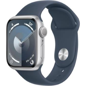 Apple Watch Serie 9 41mm Aluminium Silver Sport Band Storm Blue M/L MR913QC/A