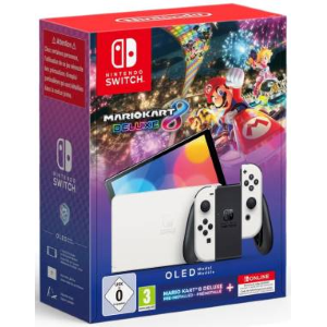 Switch Console OLED White + Mario Kart 8 Deluxe Preinstallato + 12 Mesi Nintendo Switch Online